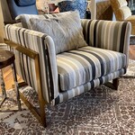 Thayer Coggin "T-Back" Lounge Chair Blue Gray Strips