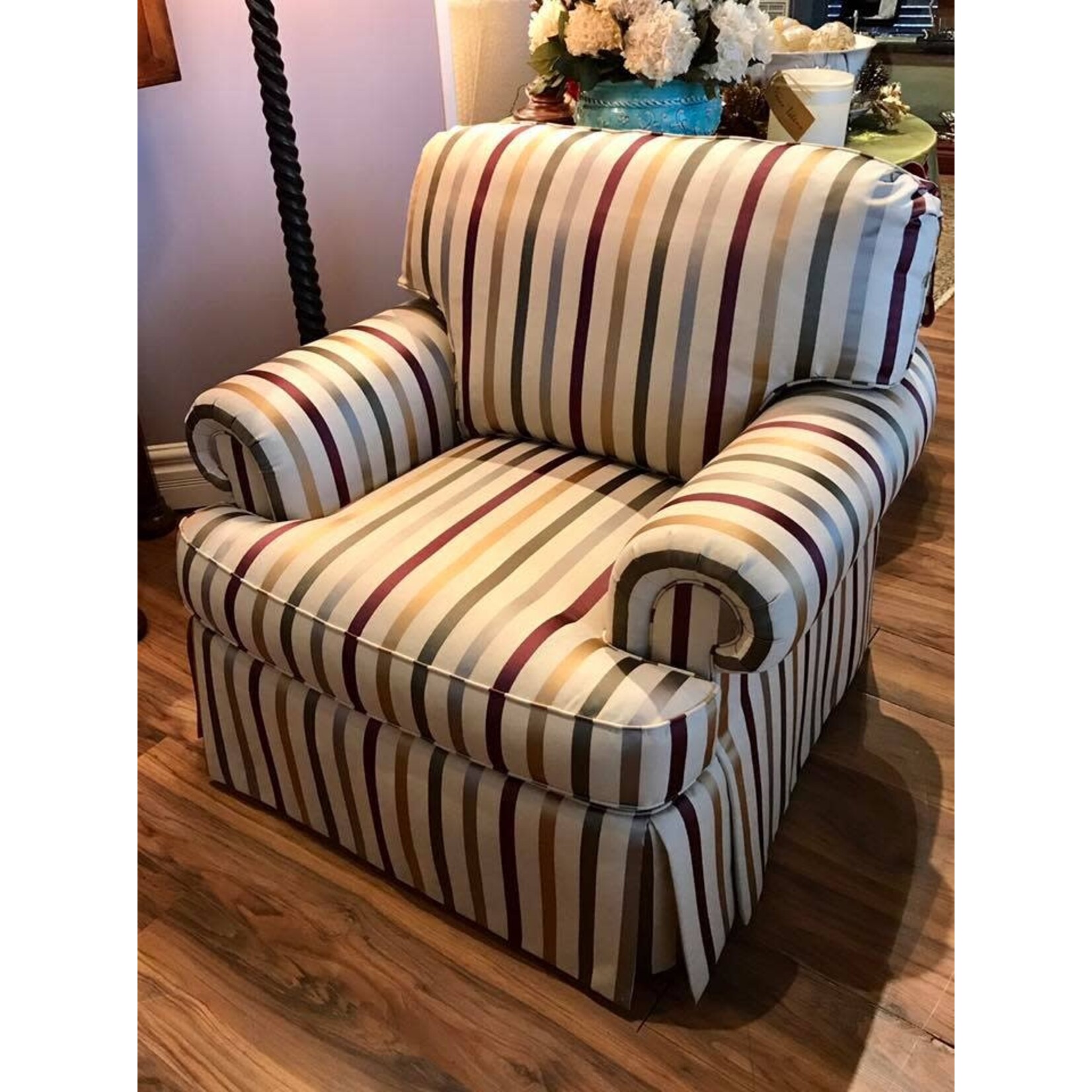 Sherrill Furniture Roll Arm Striped Chair 9601
