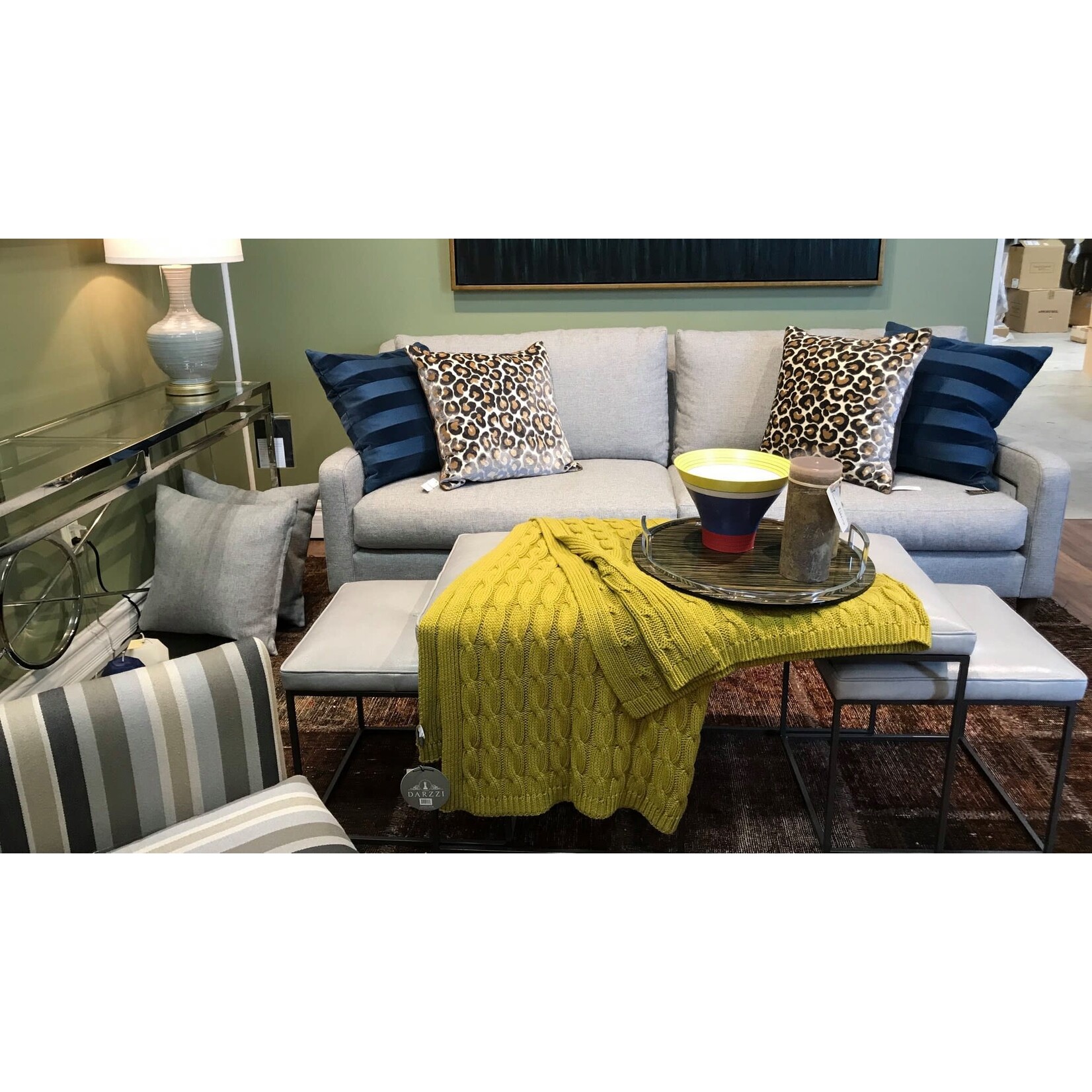 Darzzi LLC Big Cable Knitted Cotton Throw Blanket Curry