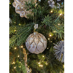 Zodax Antique Leaf Gold & Pearl Glass Ball Ornament 3"