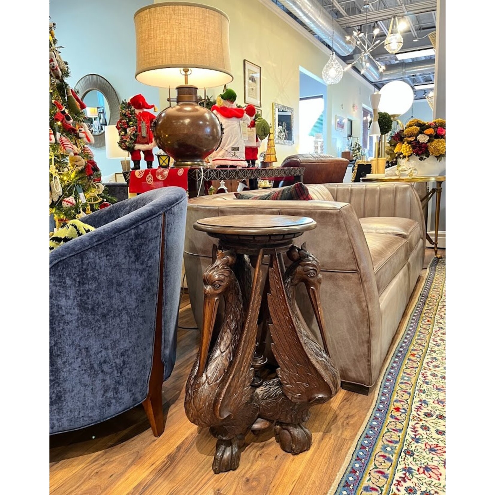 Gabby Carved Pelican Wooden Side Table Antique