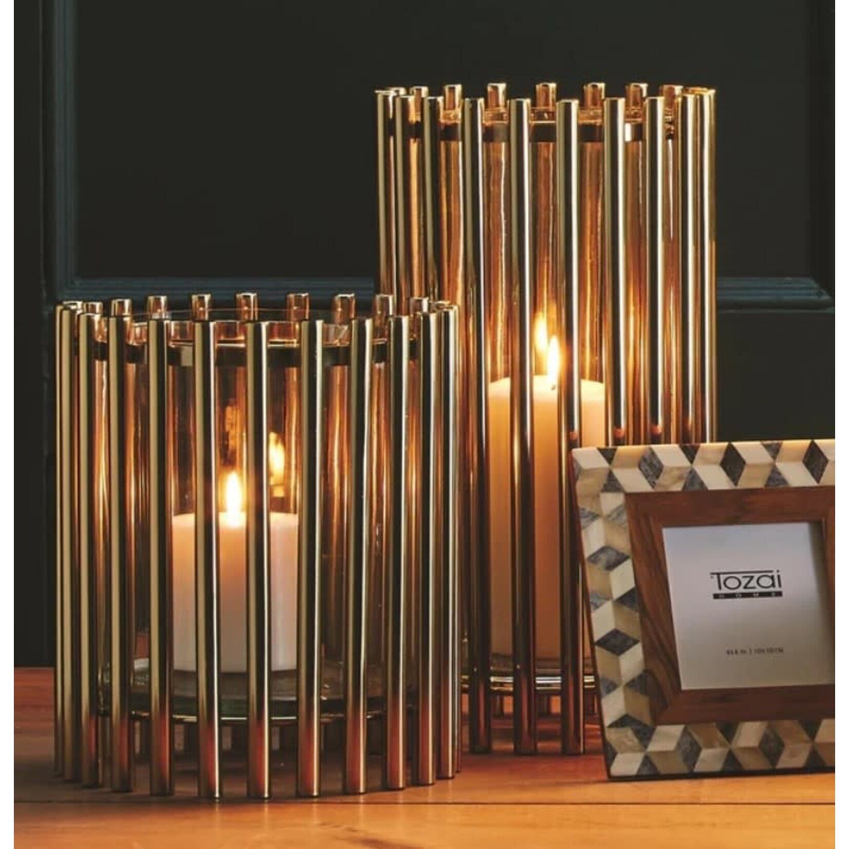 Tozai Hurricane Steel & Glass Pillar Candleholder - Small