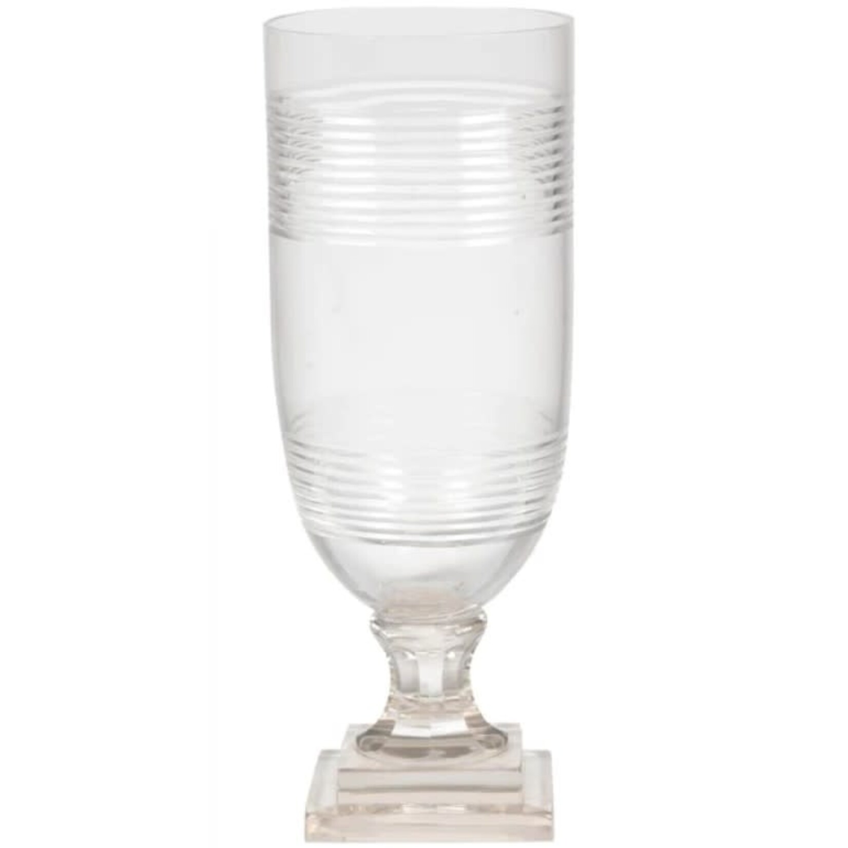 A Sanoma Tiffany Cut Glass Hurricane Lamp Lantern Candle Holder Vase Small