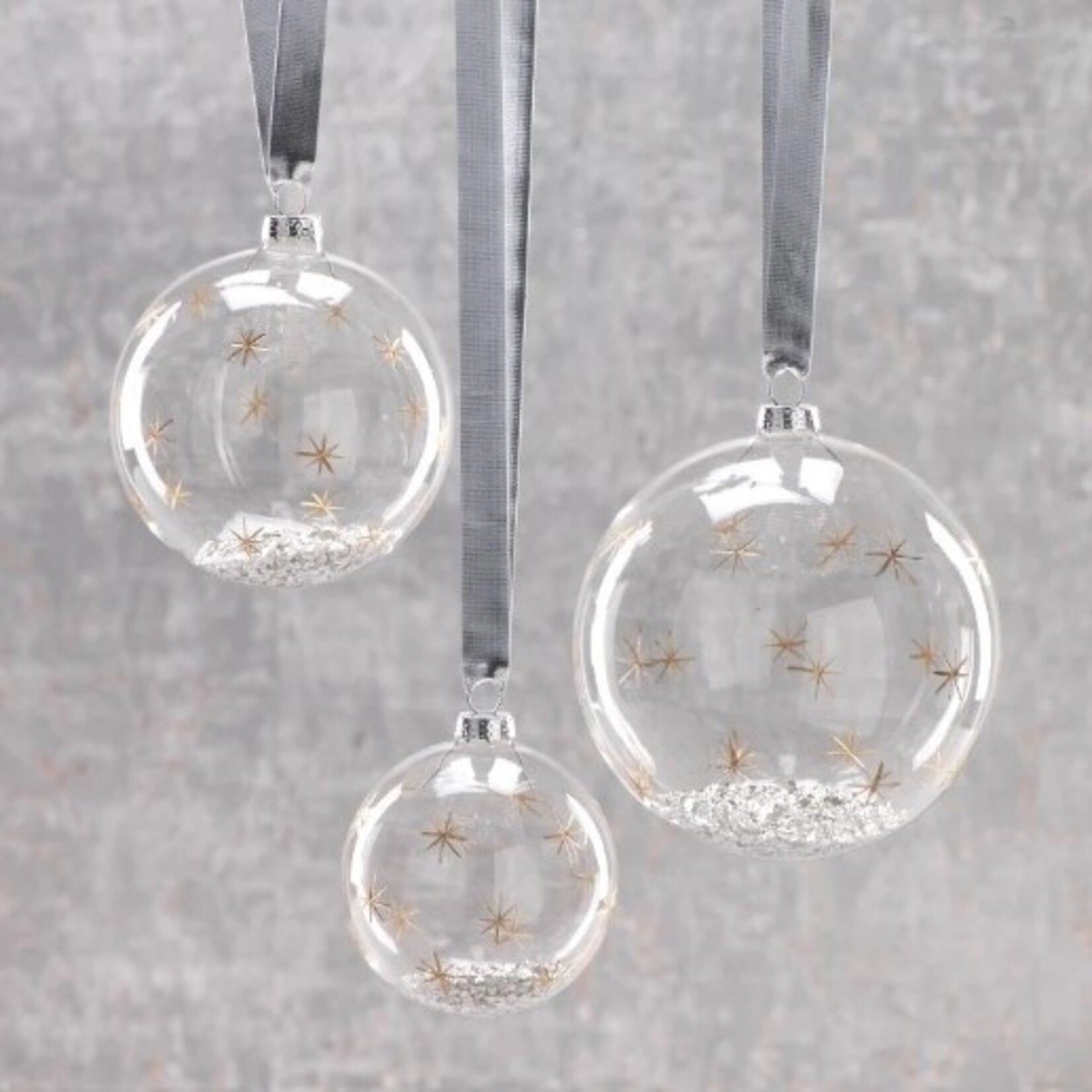 Zodax Clear Ball with Silver Star Confetti Ornament - Small