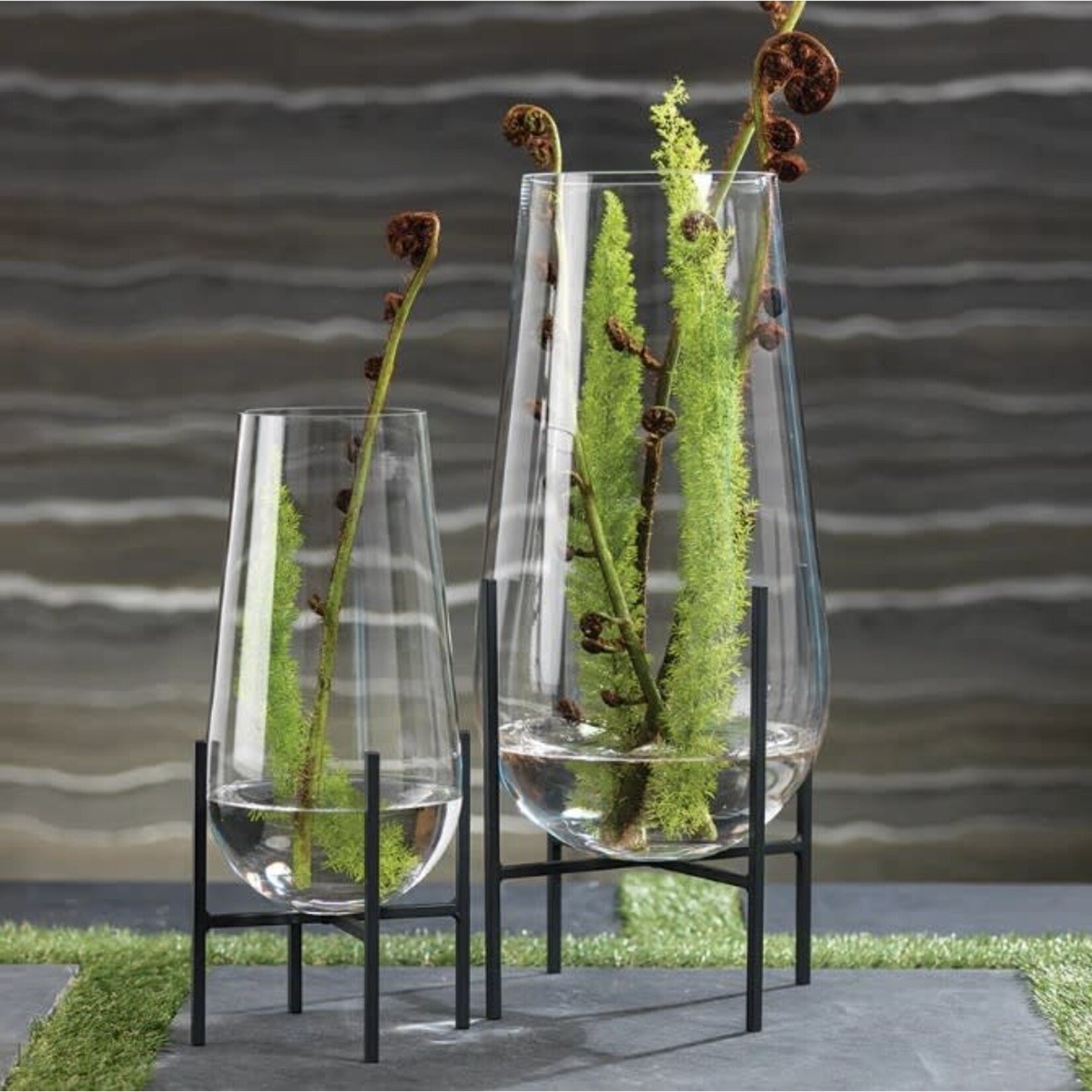 Zodax Salema Glass Vase Hurricane on Metal Stand - Large