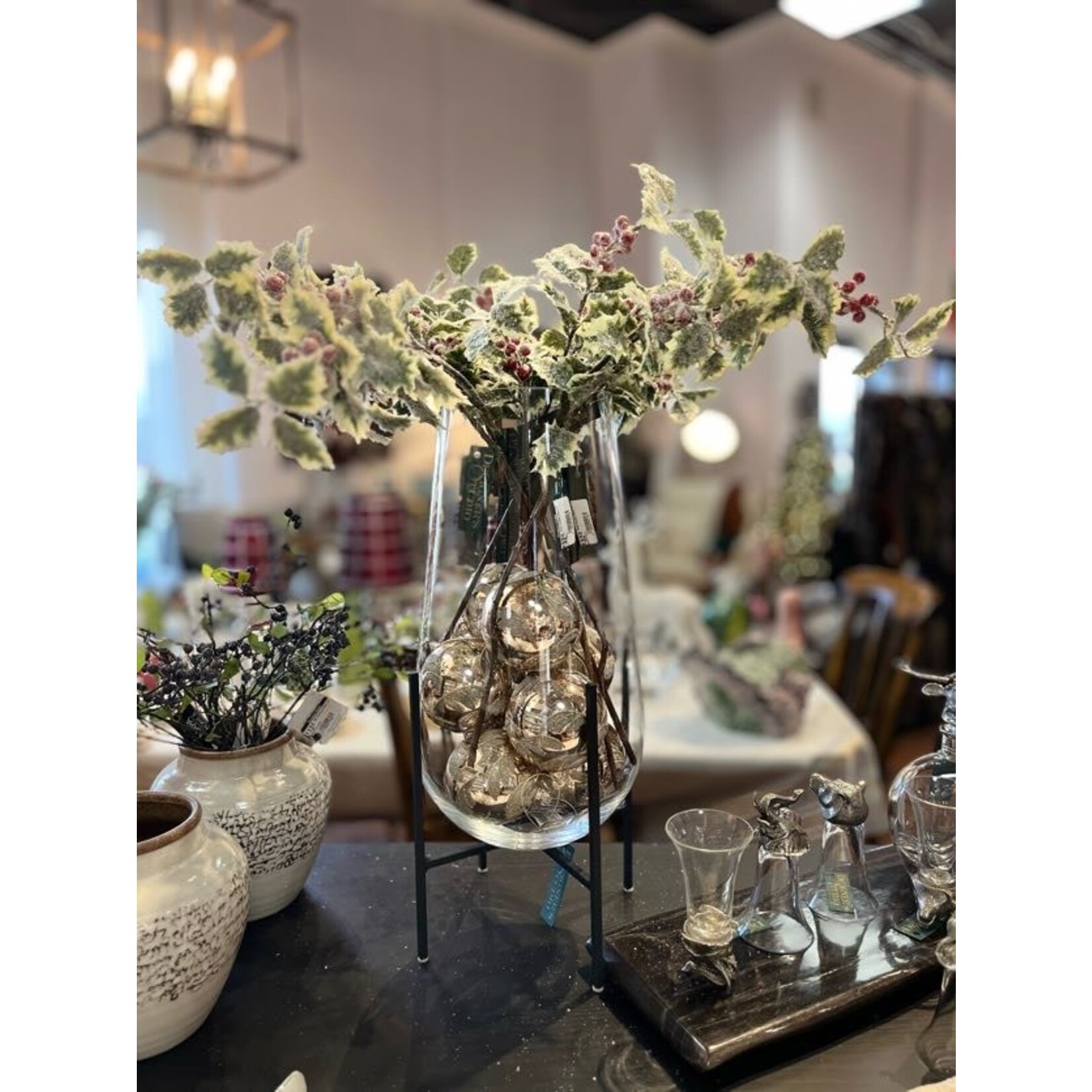 Zodax Salema Glass Vase Hurricane on Metal Stand - Large