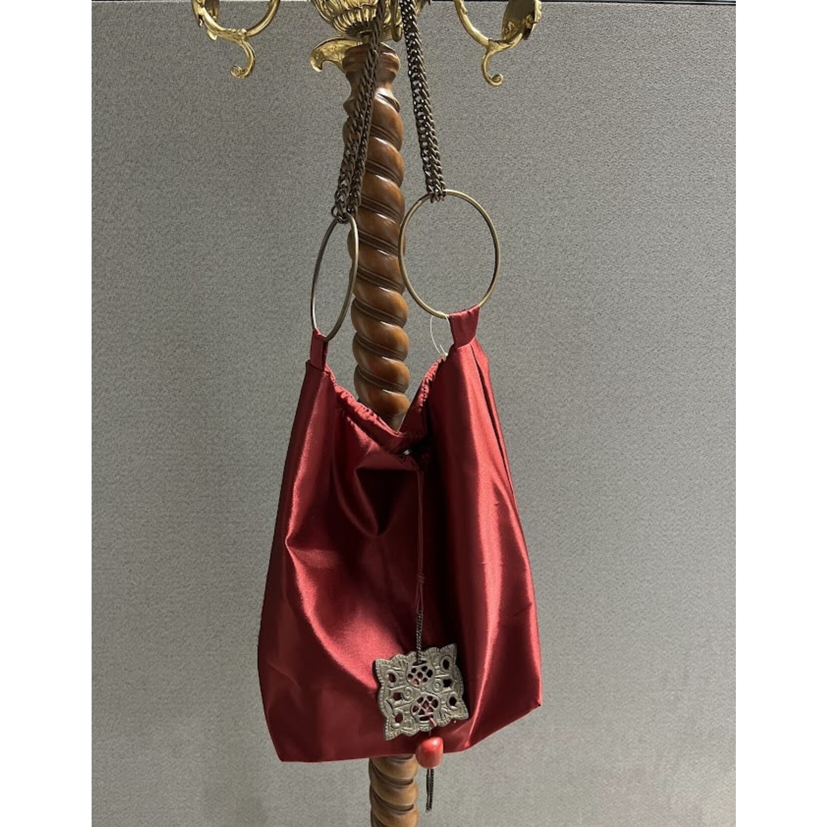 Saro Trading Company Burgundy Handbag with Bronze Strap
