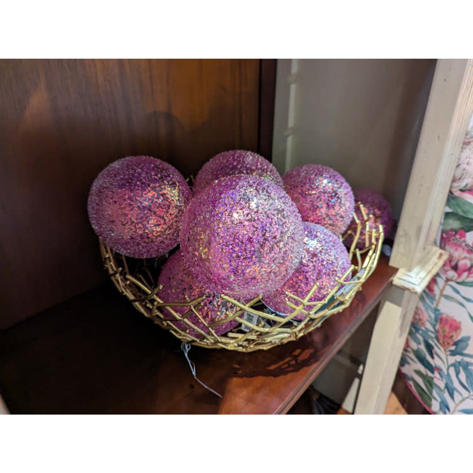 Zodax Pink Confetti Glass Ball Ornament