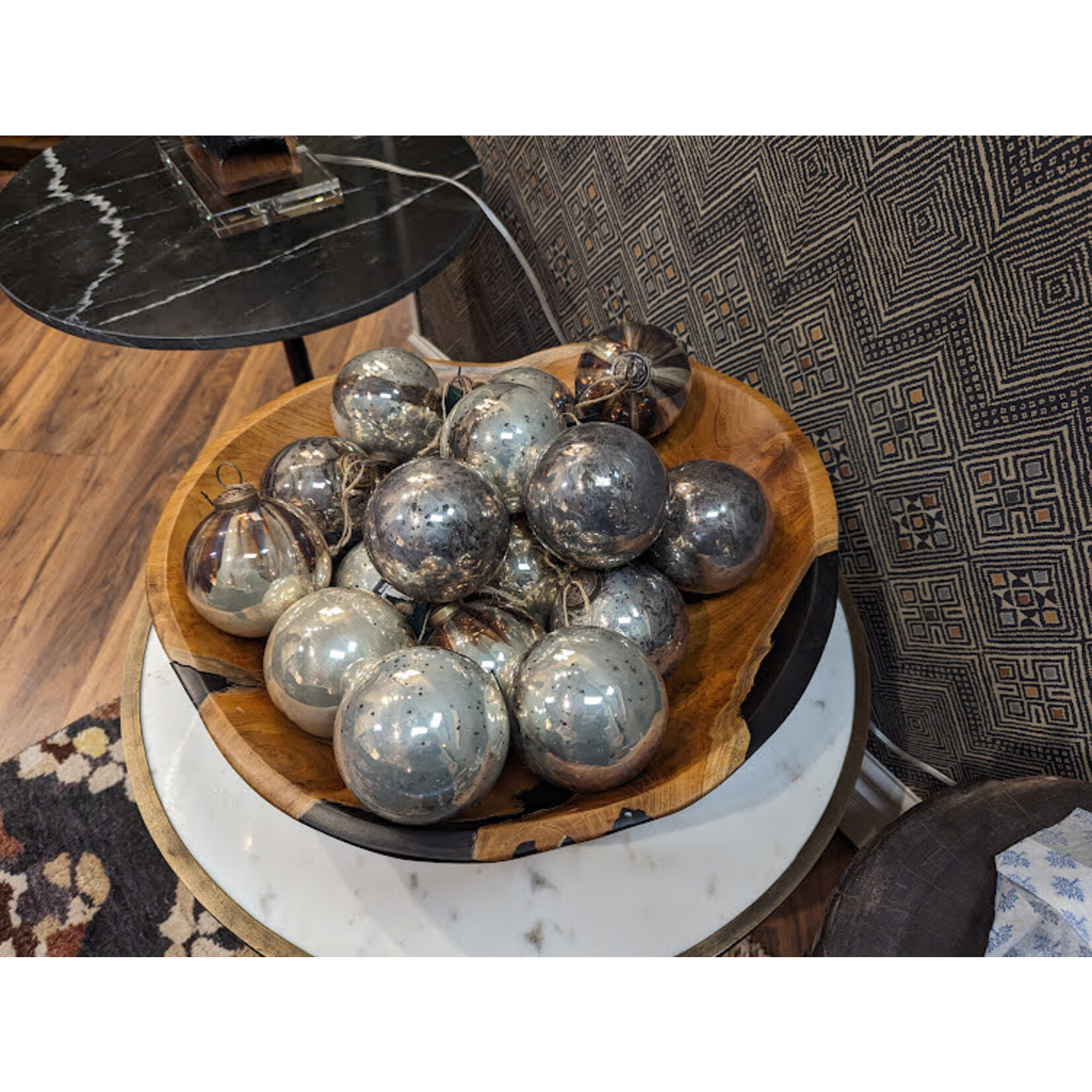 Texxture Chamonix Silver & Gold Glass Ball Ornament 4"