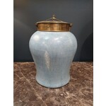 Tozai Large Turquoise Shagreen Temple Jar with Bronze Lid