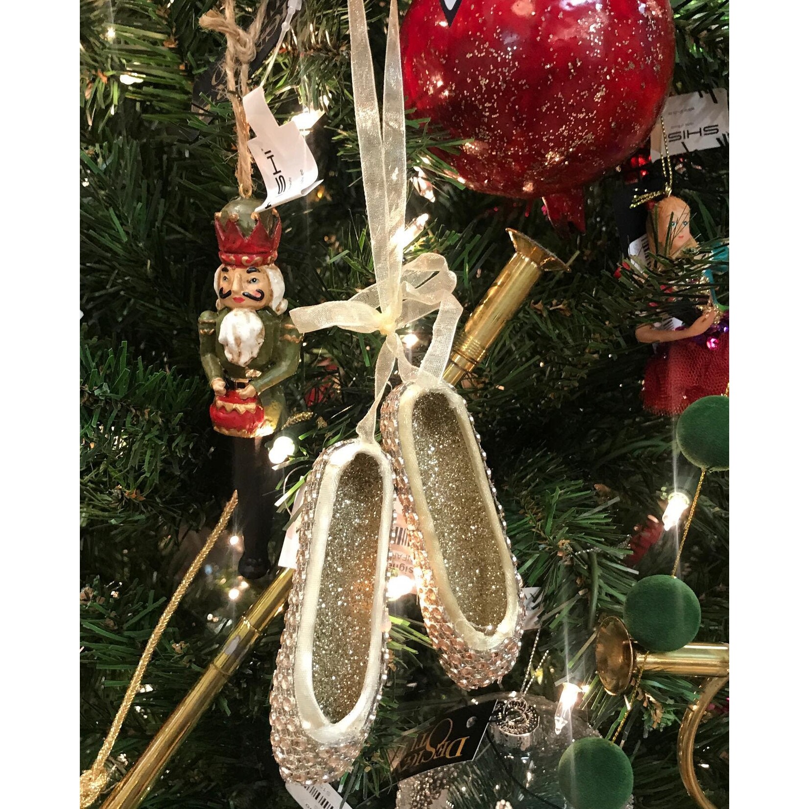 Shishi LLC Ballet Shoes Gold & Silver Beaded Ornament