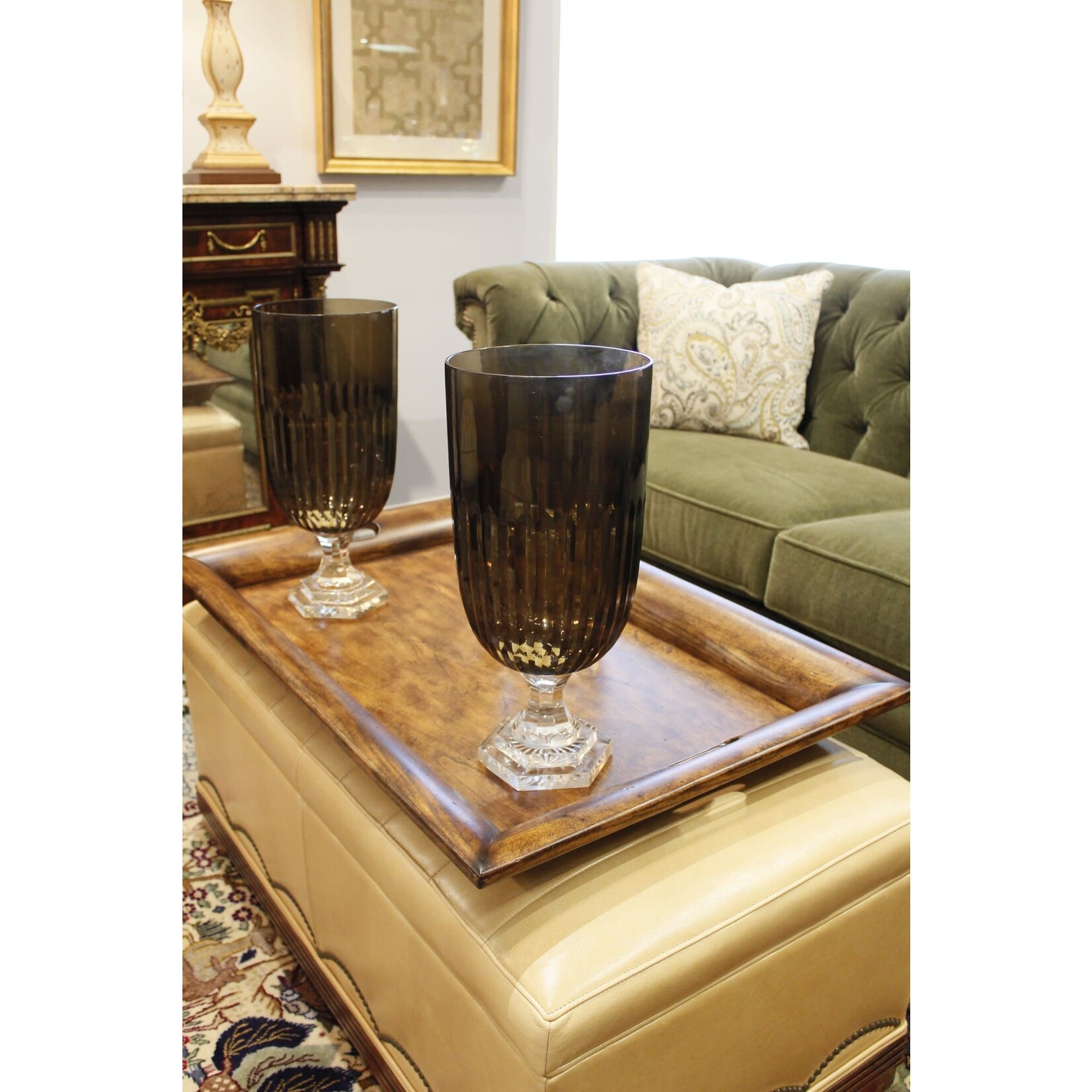 Wildwood Smoked Fluted Glass Hurricane