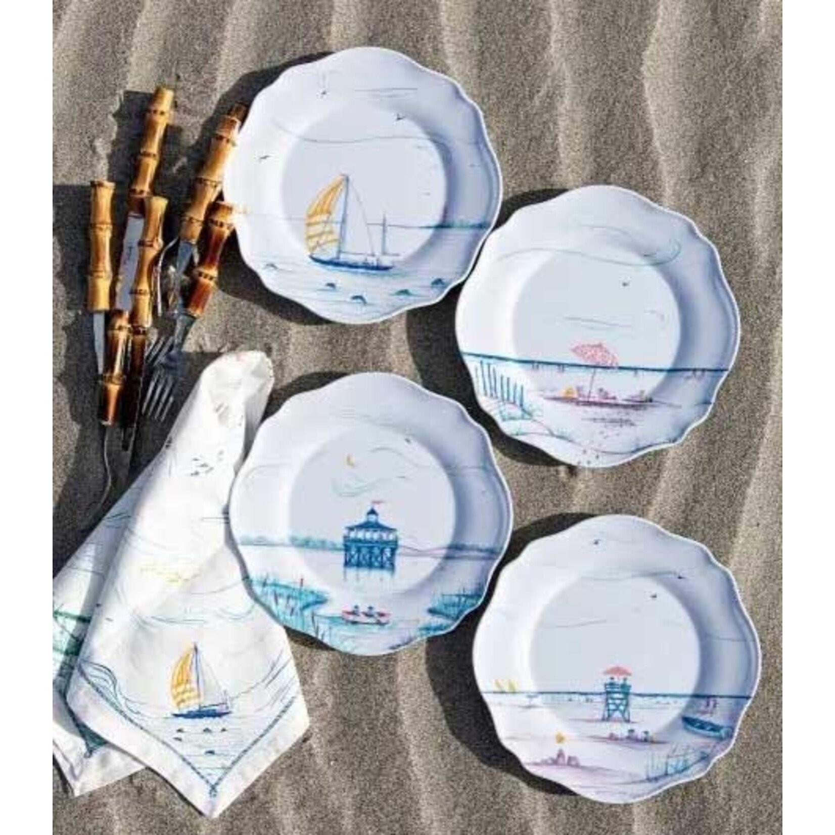 Juliska Country Estate Seaside White & Pastel Melamine Salad Plate Set of 4