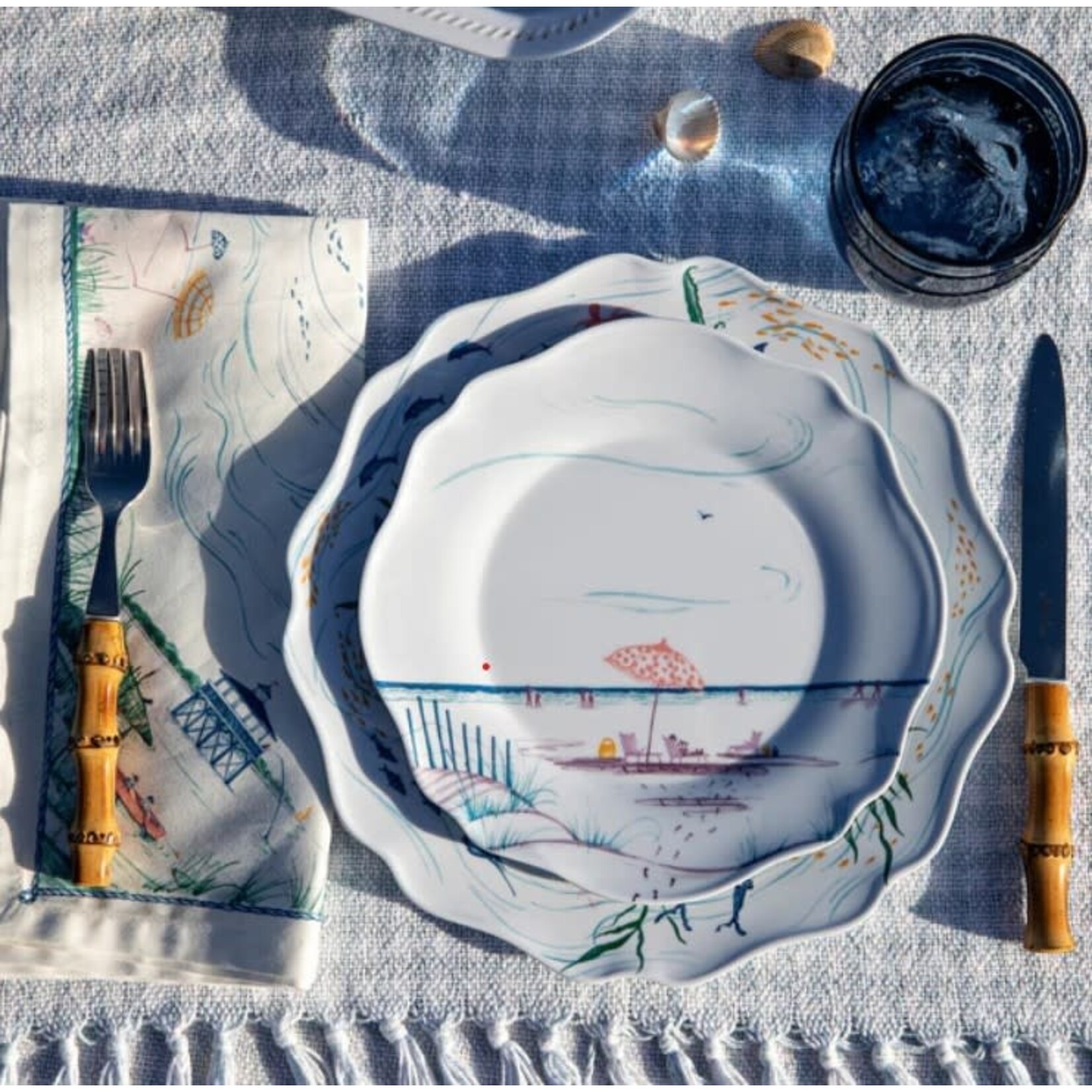 Juliska Country Estate Seaside White & Blue Melamine Salad Plate Set of 4