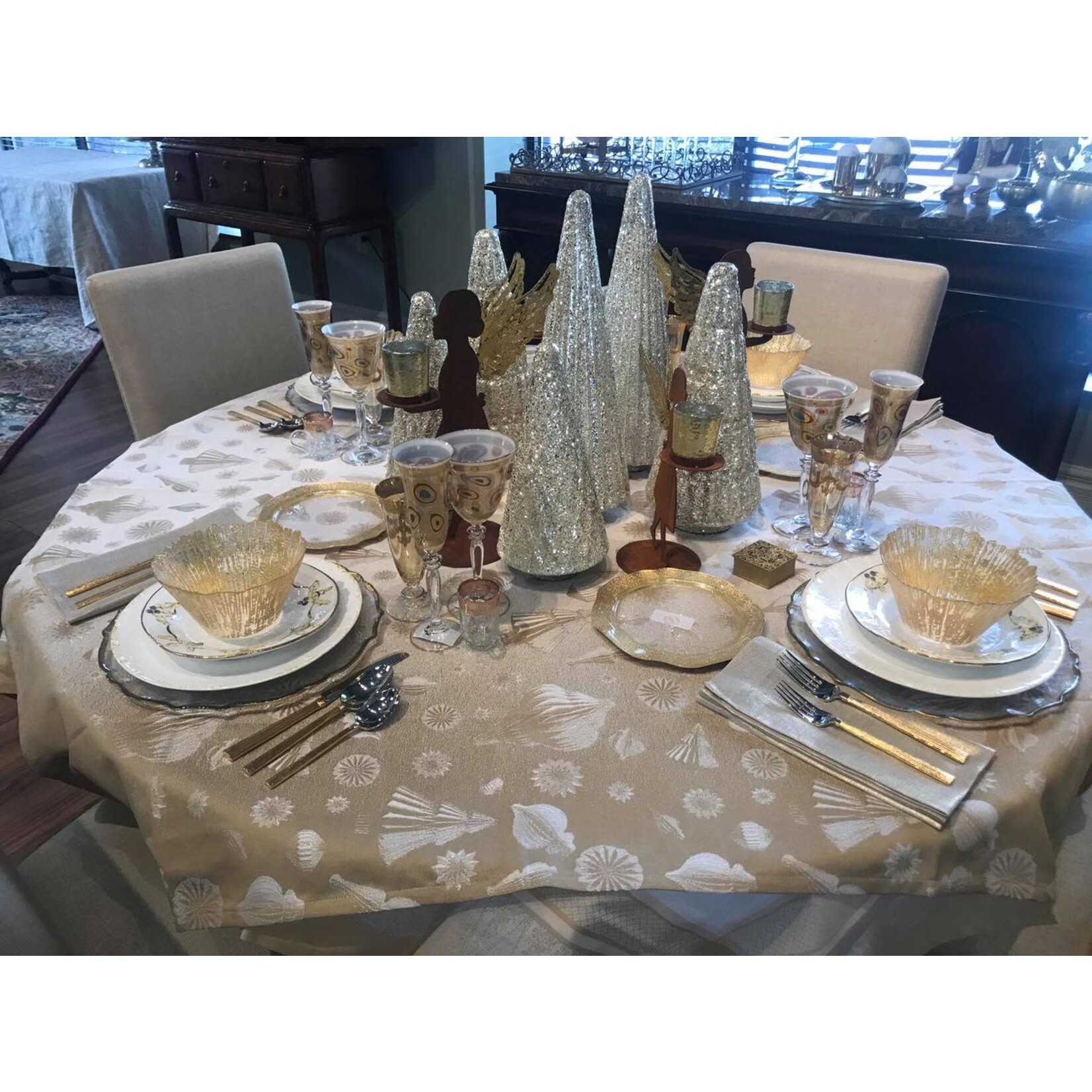Garnier Thiebaut Mille Merry Gold Cotton Tablecloth