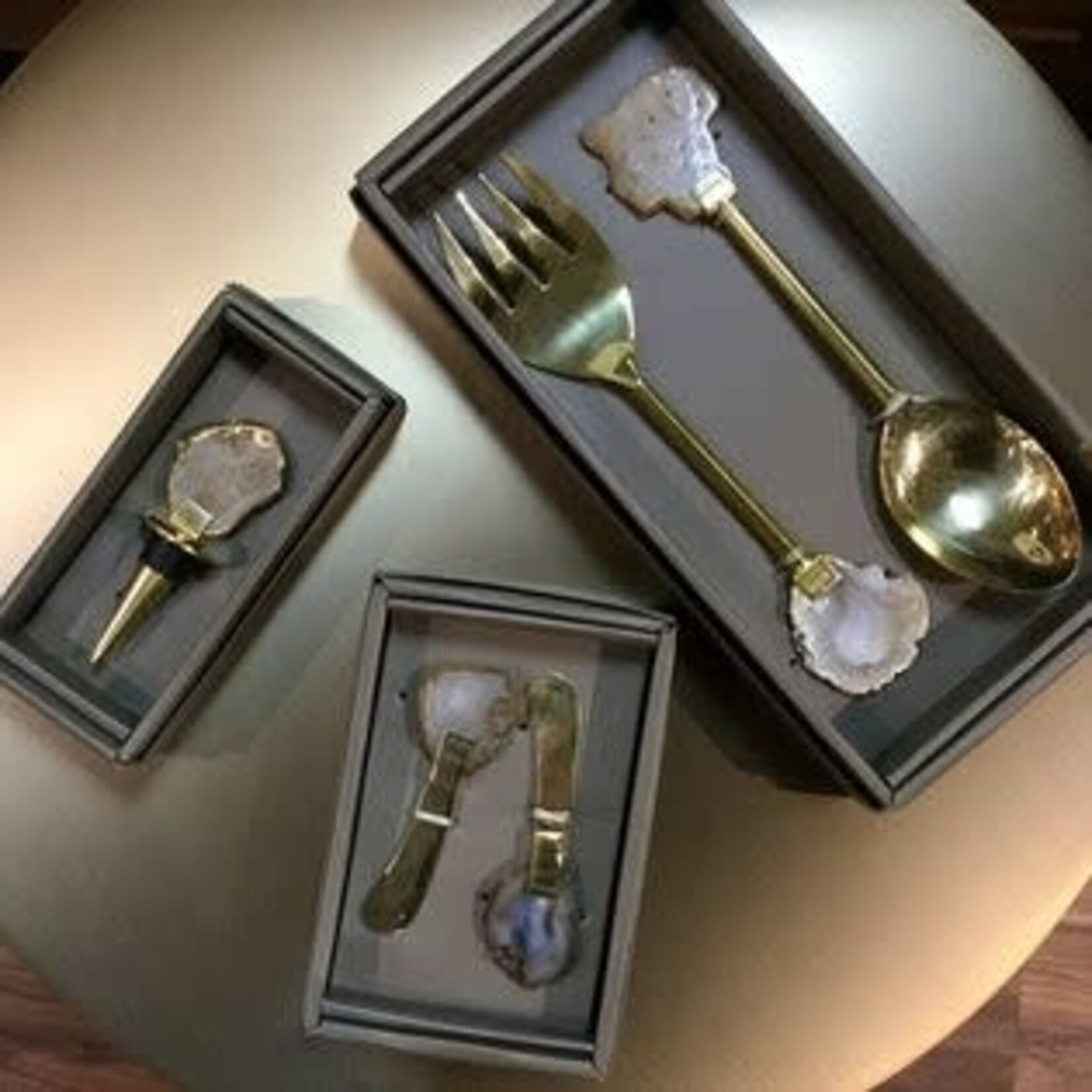Tozai Agate & Brass Serving Utensils Set