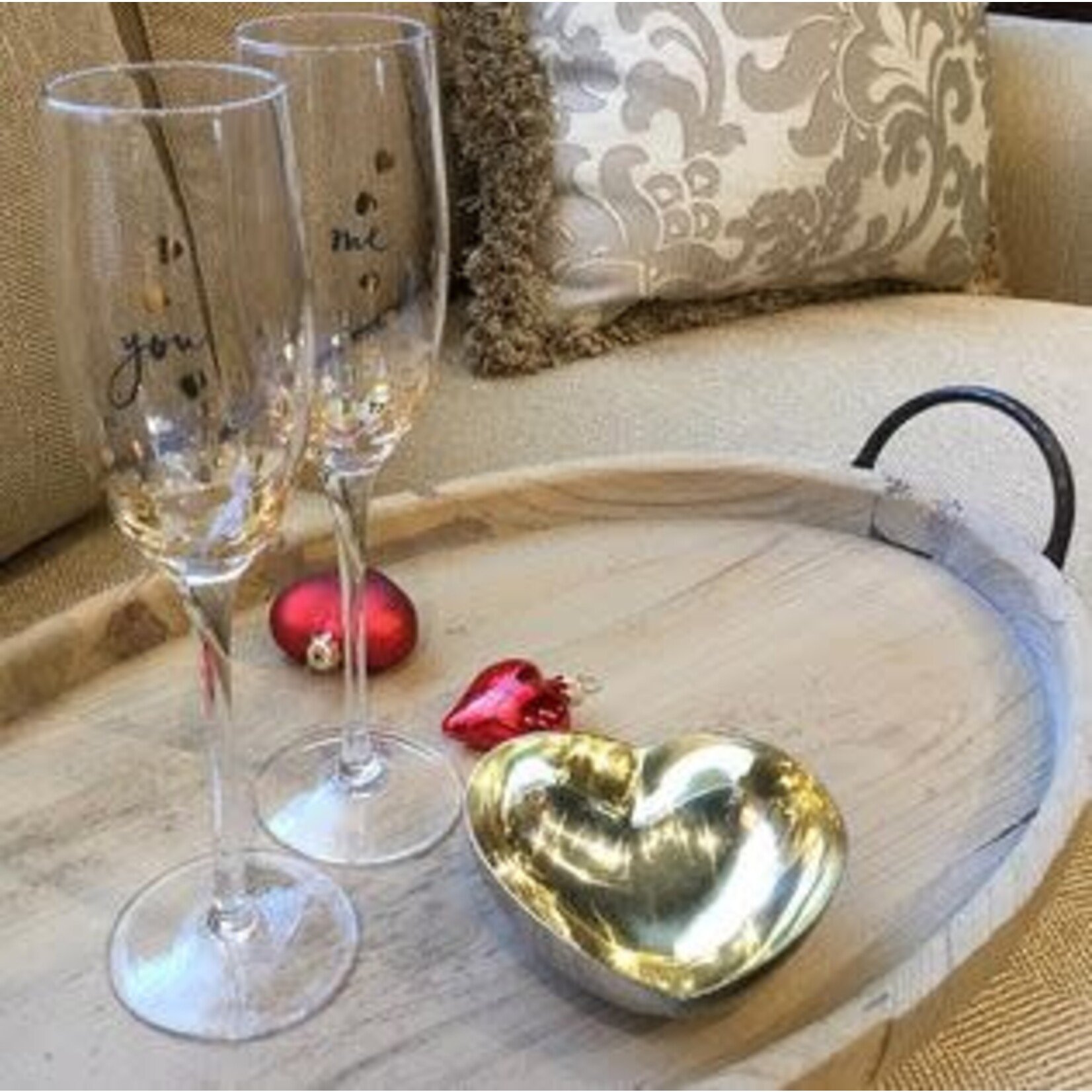 Two's Company Heart of Gold Flutes Set of 2