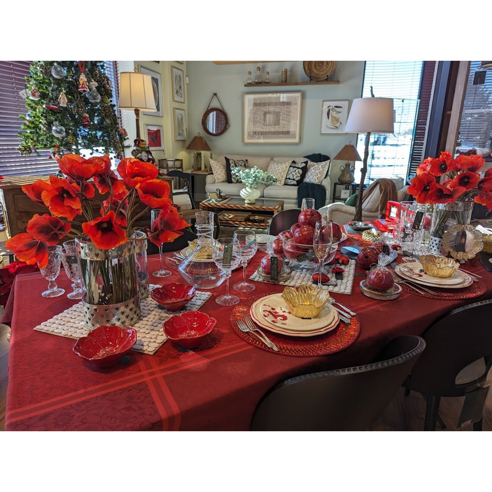 Kim Seybert Holiday Sparkle Placemat Red