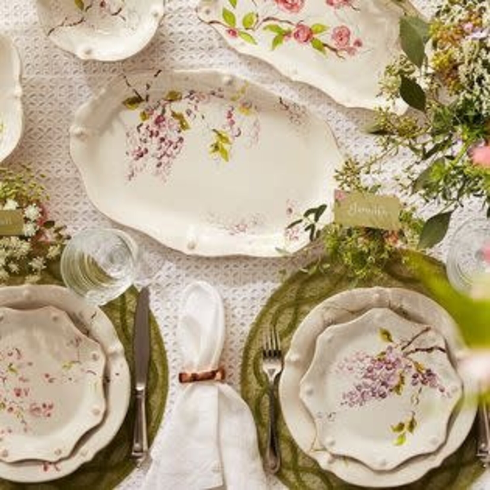 Juliska Berry & Thread White Floral Sketch Salad Plates Set of 4