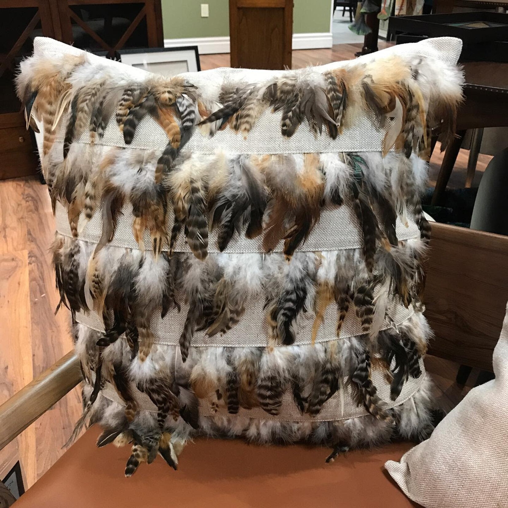 Decorum Home Corp Natural Linen with Feathers Pillow