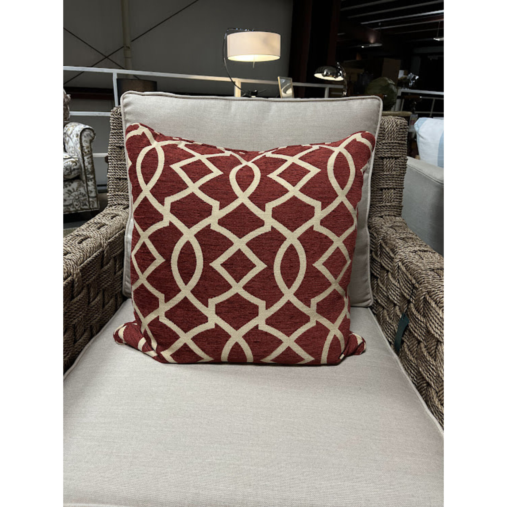 Henredon Crimson Red & Cream Throw Pillow 20x20