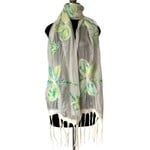 Pomegranate Moon Dragonfly Green, Yellow & White Silk Scarf