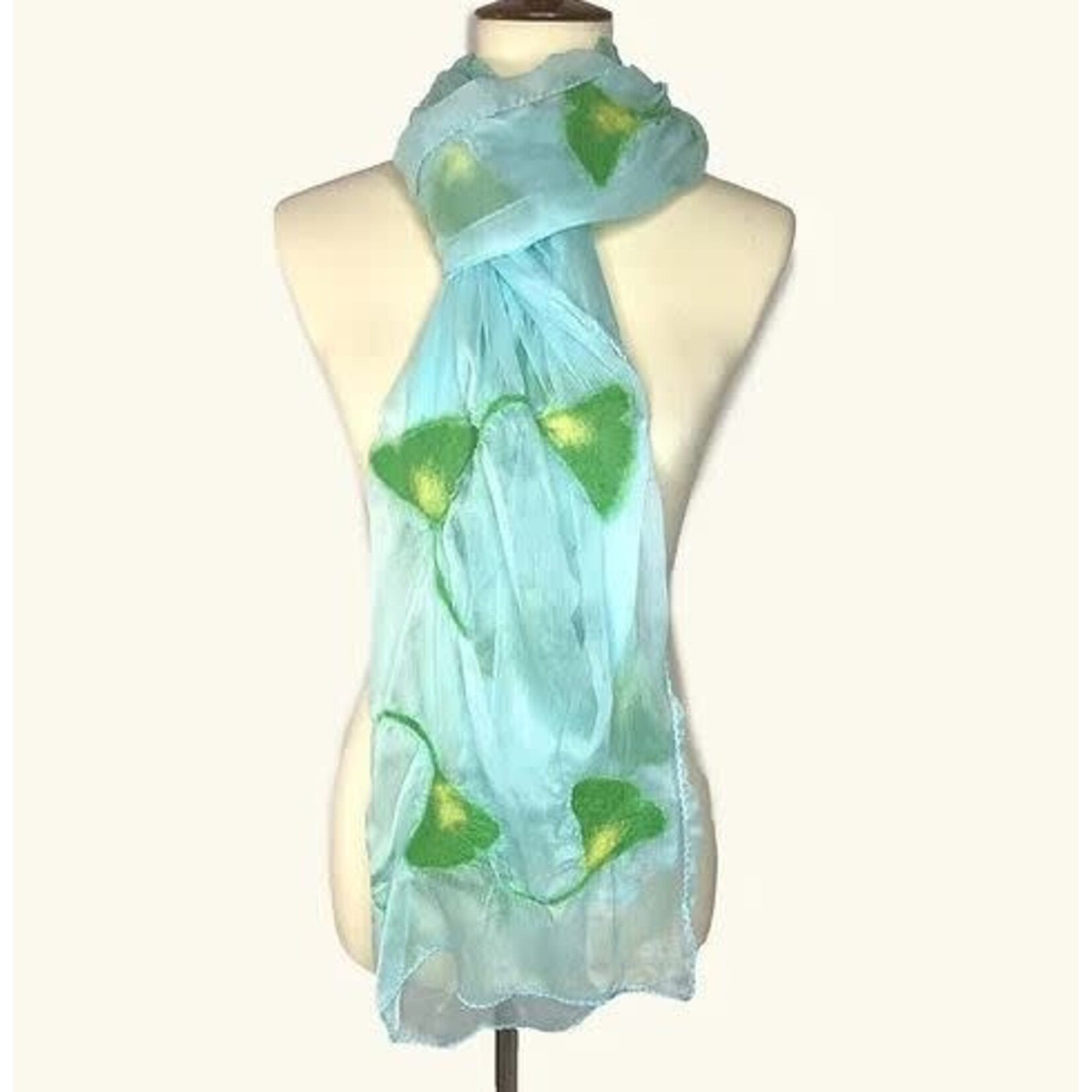 Pomegranate Moon Spring Blue & Green Ginkgo Scarf