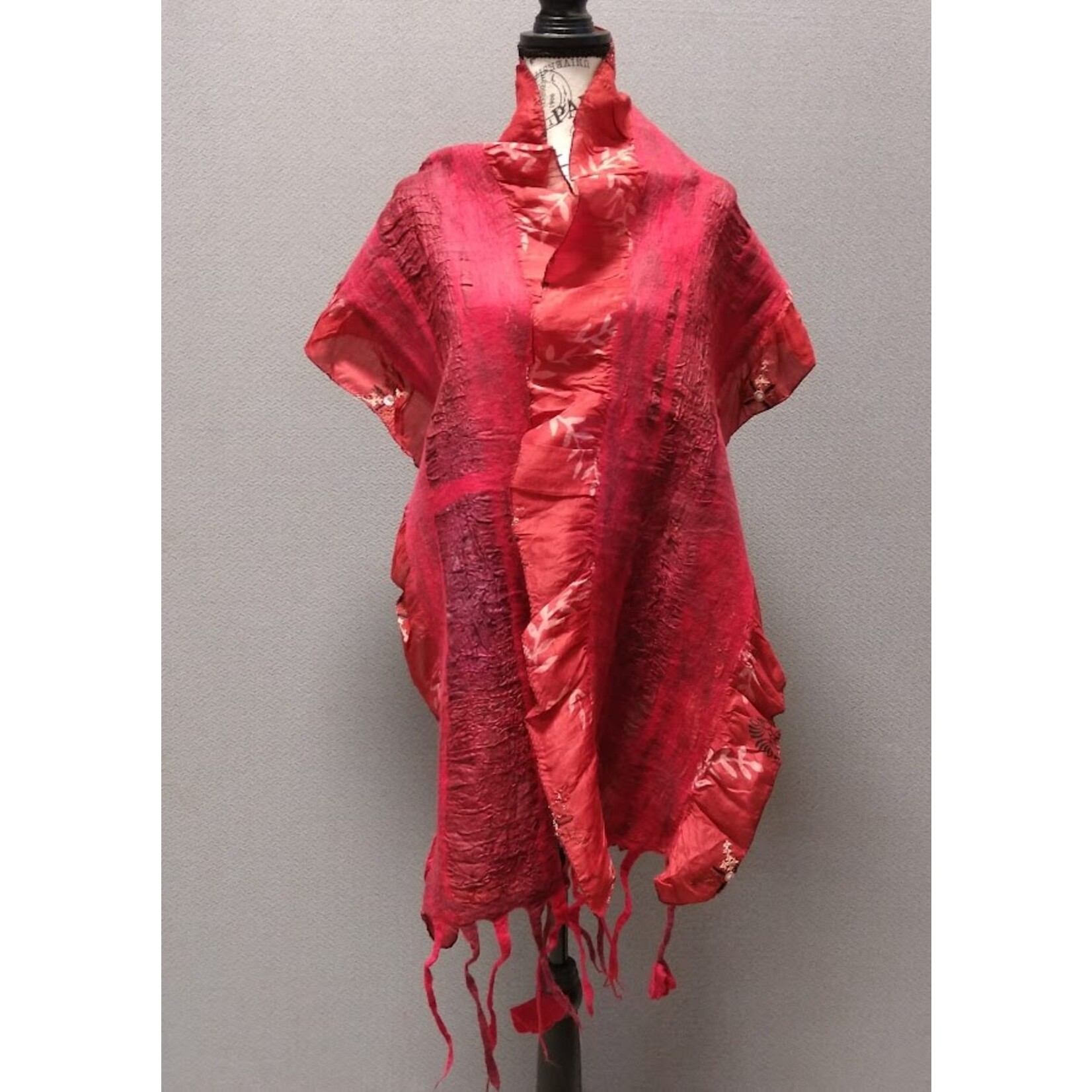 Pomegranate Moon Collage Sari Red Scarf