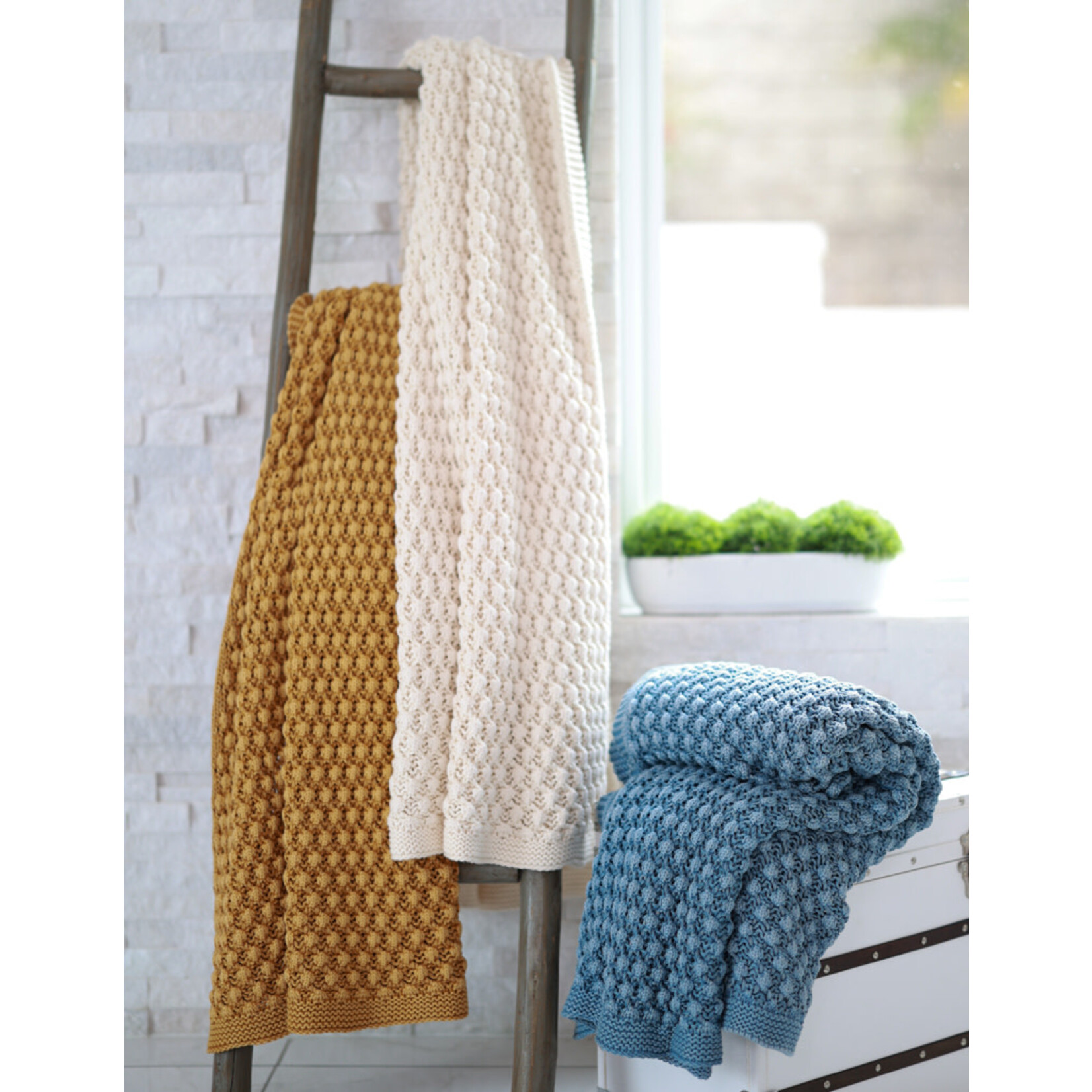 Darzzi LLC Popcorn Honeycomb Throw Blanket Mustard