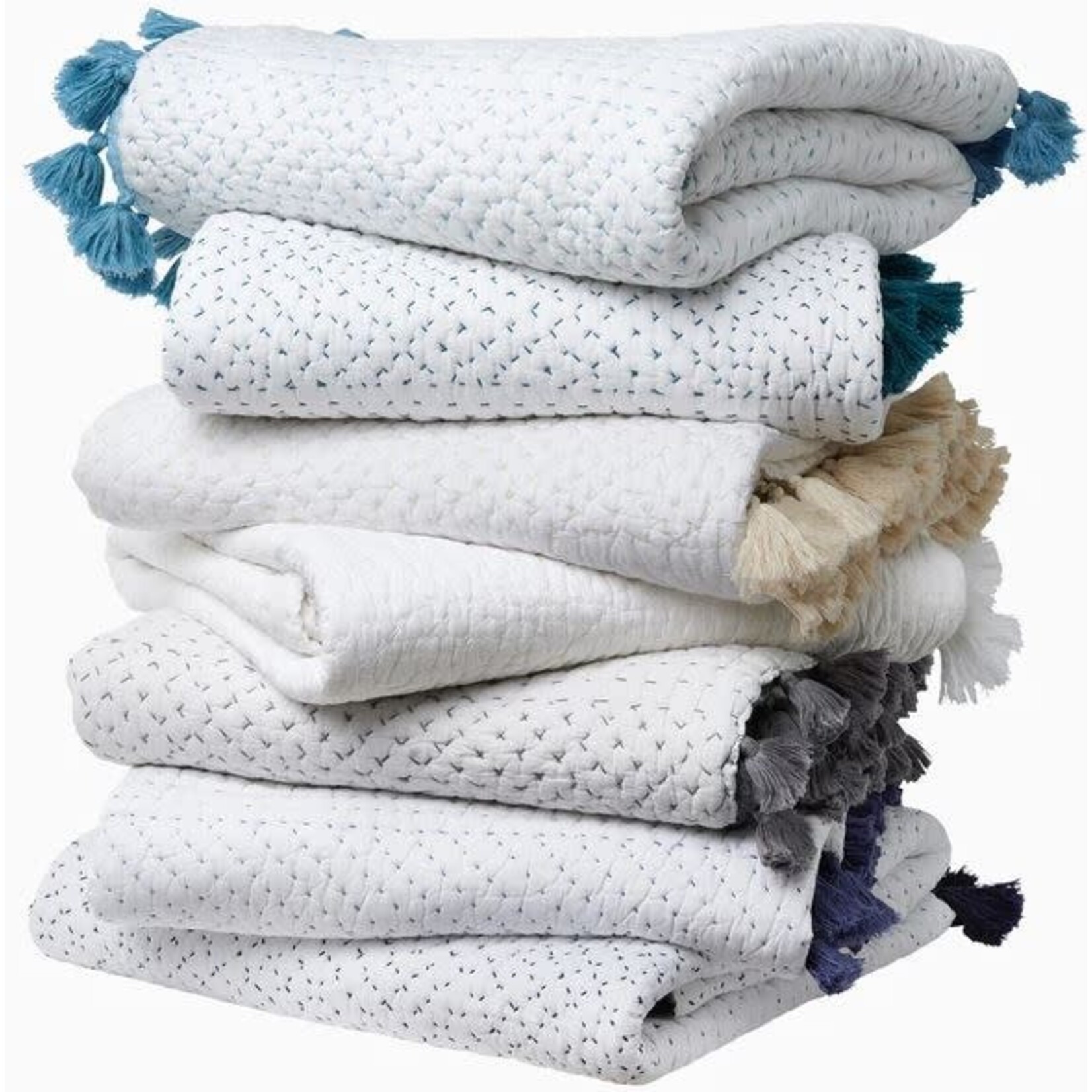 John Robshaw Textiles Sahati Ink Handstitched Throw