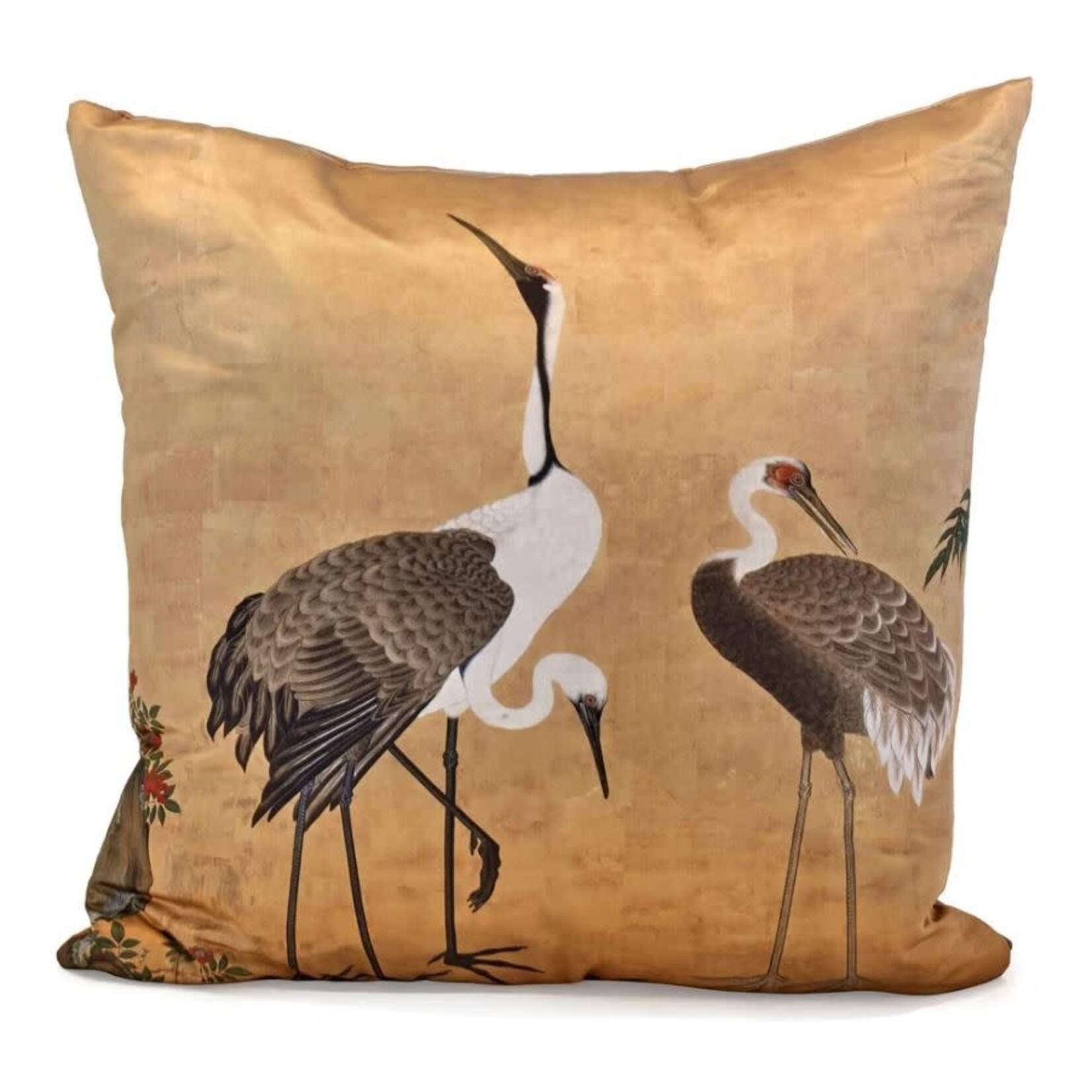 Poetic Pillow Crane Trio Bamboo Throw Pillow 22x22