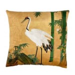 Poetic Pillow Crane Bird Bamboo Throw Pillow 22x22