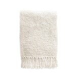 Anaya Cozy Cotton Ivory Boucle Throw Blanket with Fringe - 50x70