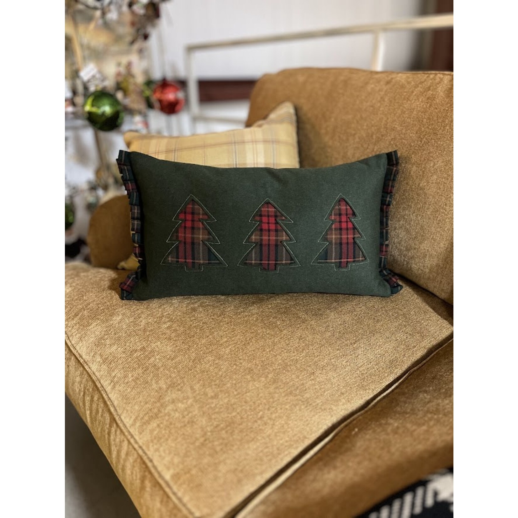 Eastern Accents Three Plaid Holiday Trees Pillow 10x22