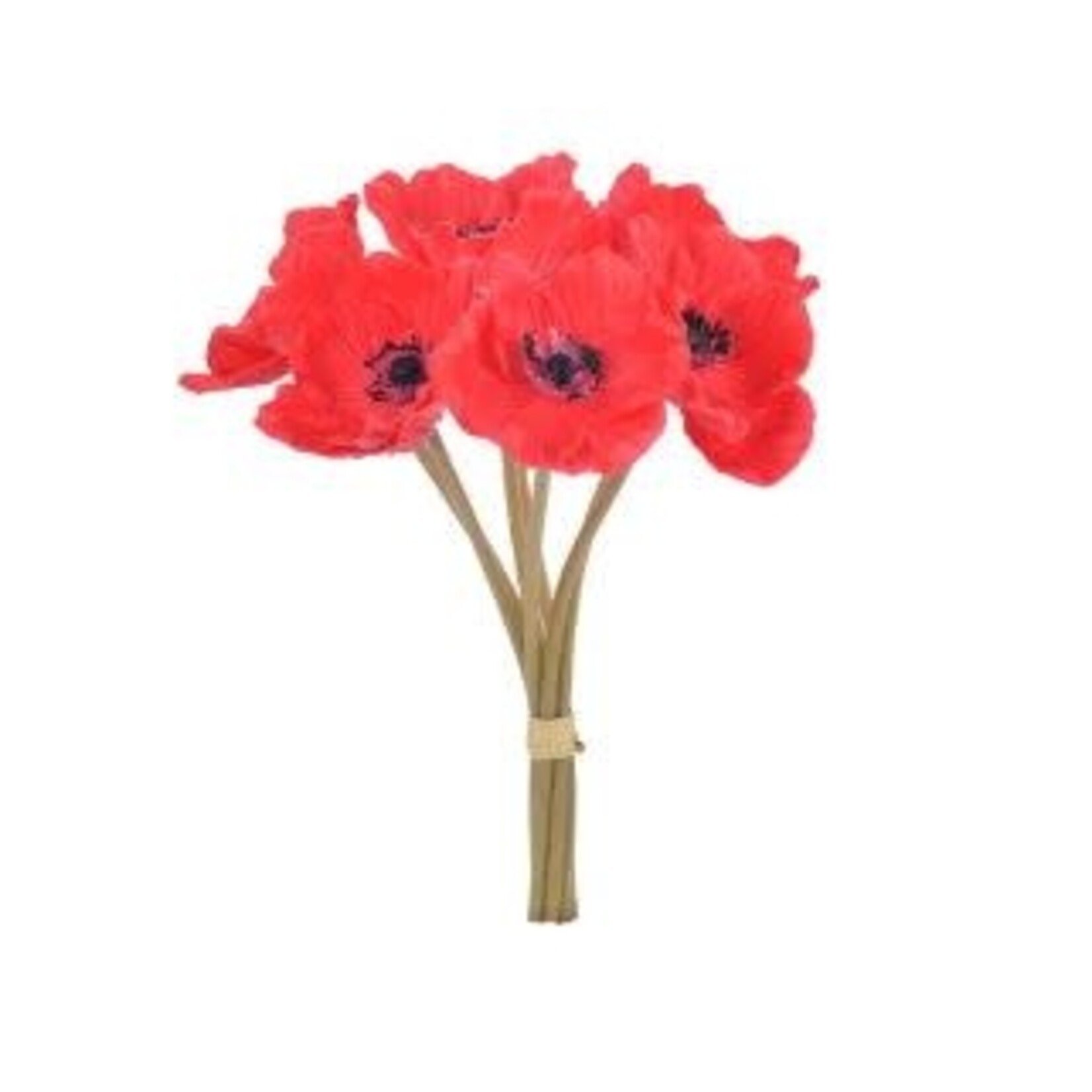 Winward Floral & Seasonal Decor Artificial Red Poppy Floral Bouquet 9"