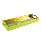 Caspari Palm Fronds Lacquer Bar Tray in Gold 20x8