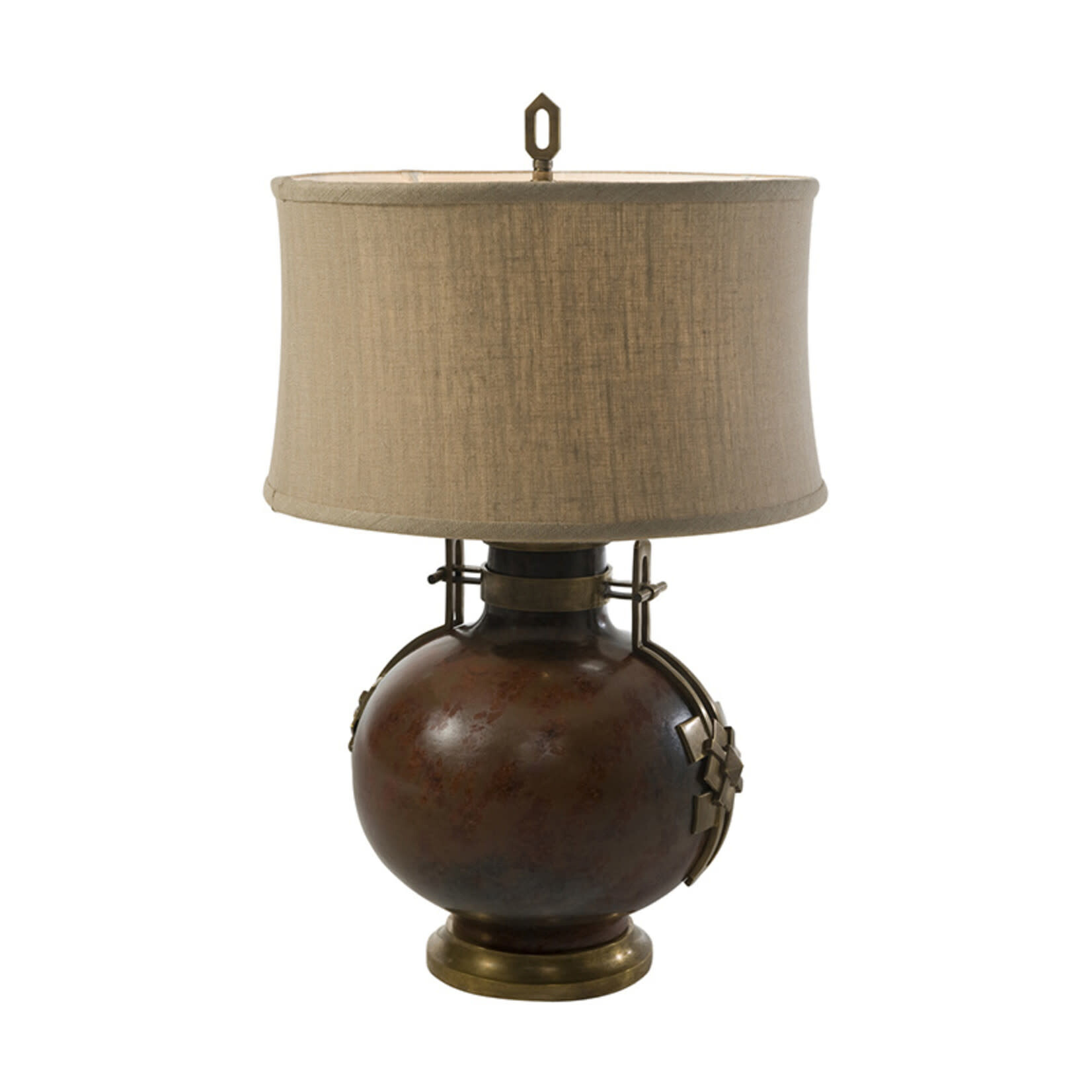 Theodore Alexander Brown Ceramic and Brass Table Lamp