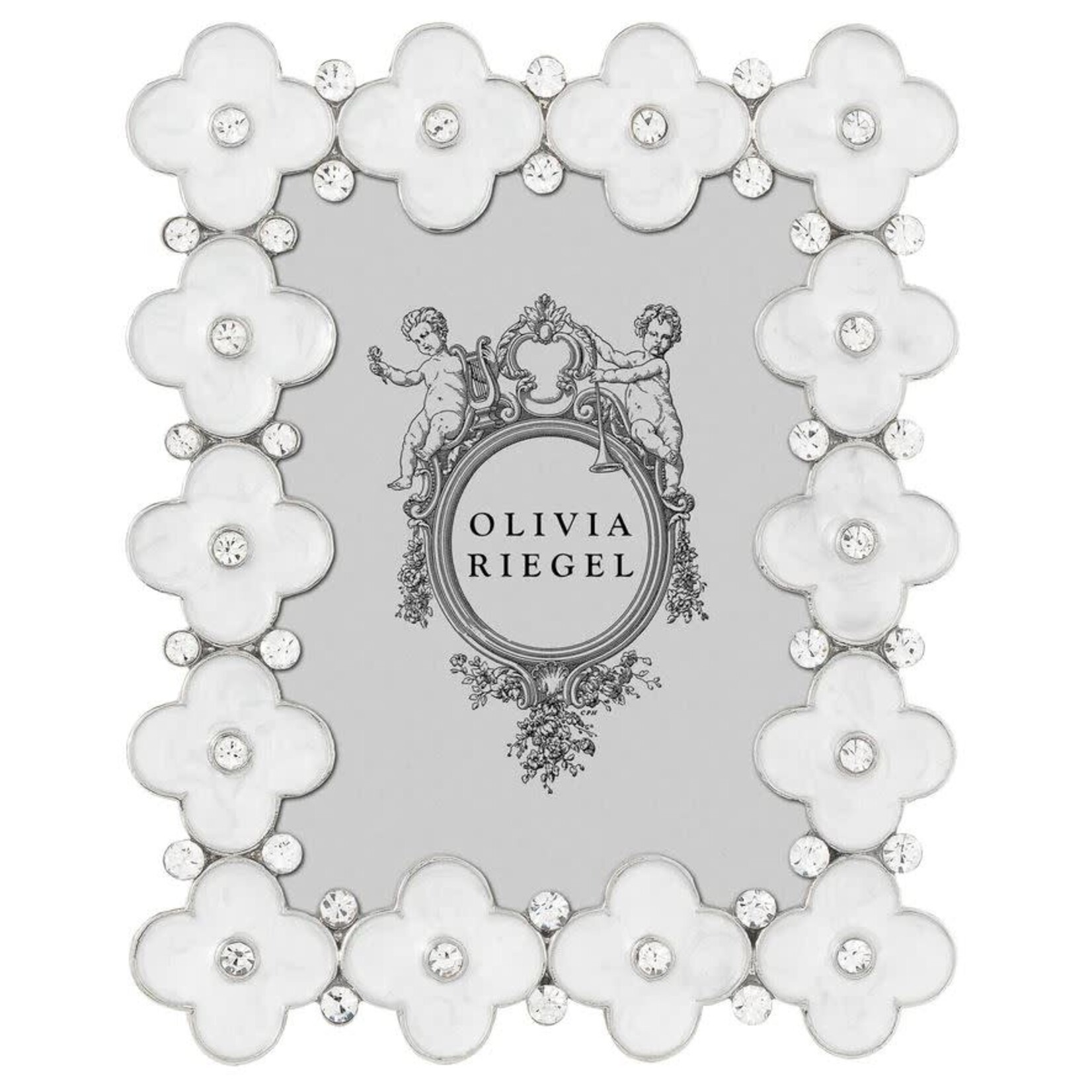 Olivia Riegel White Enamel Clover Frame 2.5x3.5