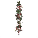 Winward Floral & Seasonal Decor Holiday Deluxe Faux Red Berry Garland 5'