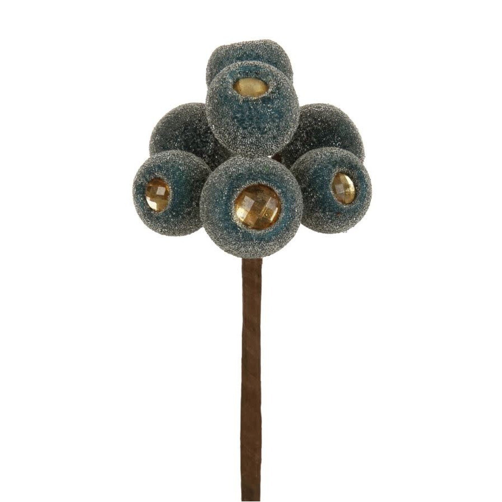 Winward Floral & Seasonal Decor Blue Beaded Pod Cluster Pick 10''