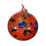 Winward Floral & Seasonal Decor Orange Flower Glass Ball Ornament 4"