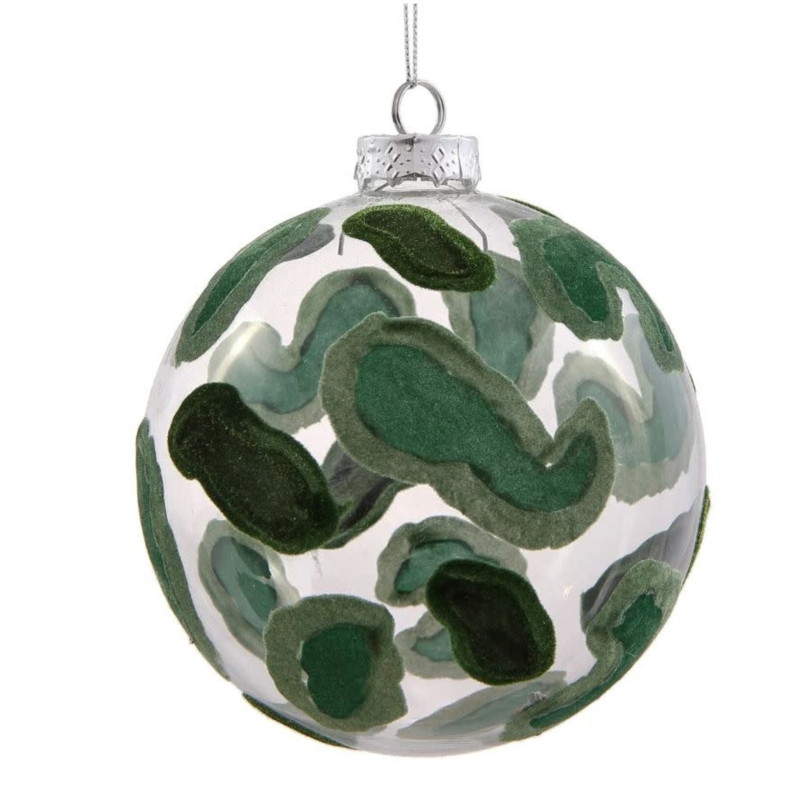 Jim Marvin Enterprises Ball Flocked Camo Flage Ornament Green 4.72"