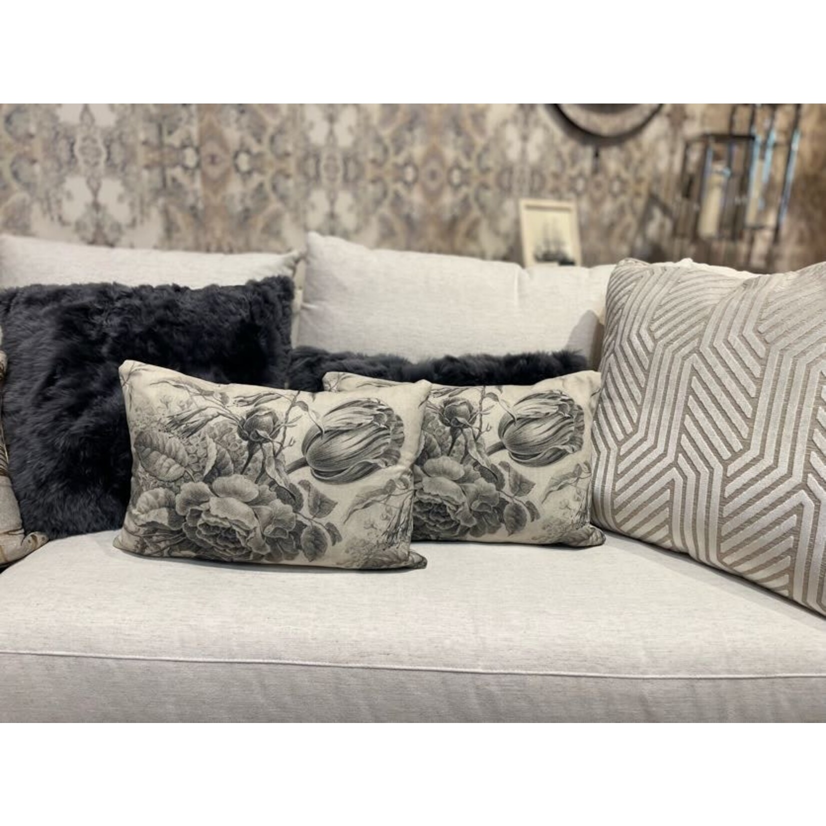 Poetic Pillow Dutch Etching Black & White Tulips Throw Pillow - 12x20
