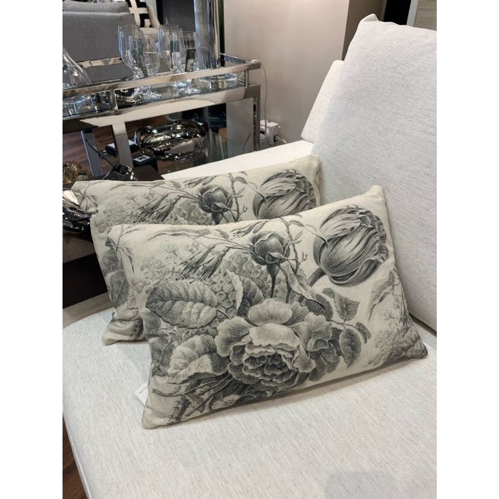 Poetic Pillow Dutch Etching Black & White Tulips Throw Pillow - 12x20