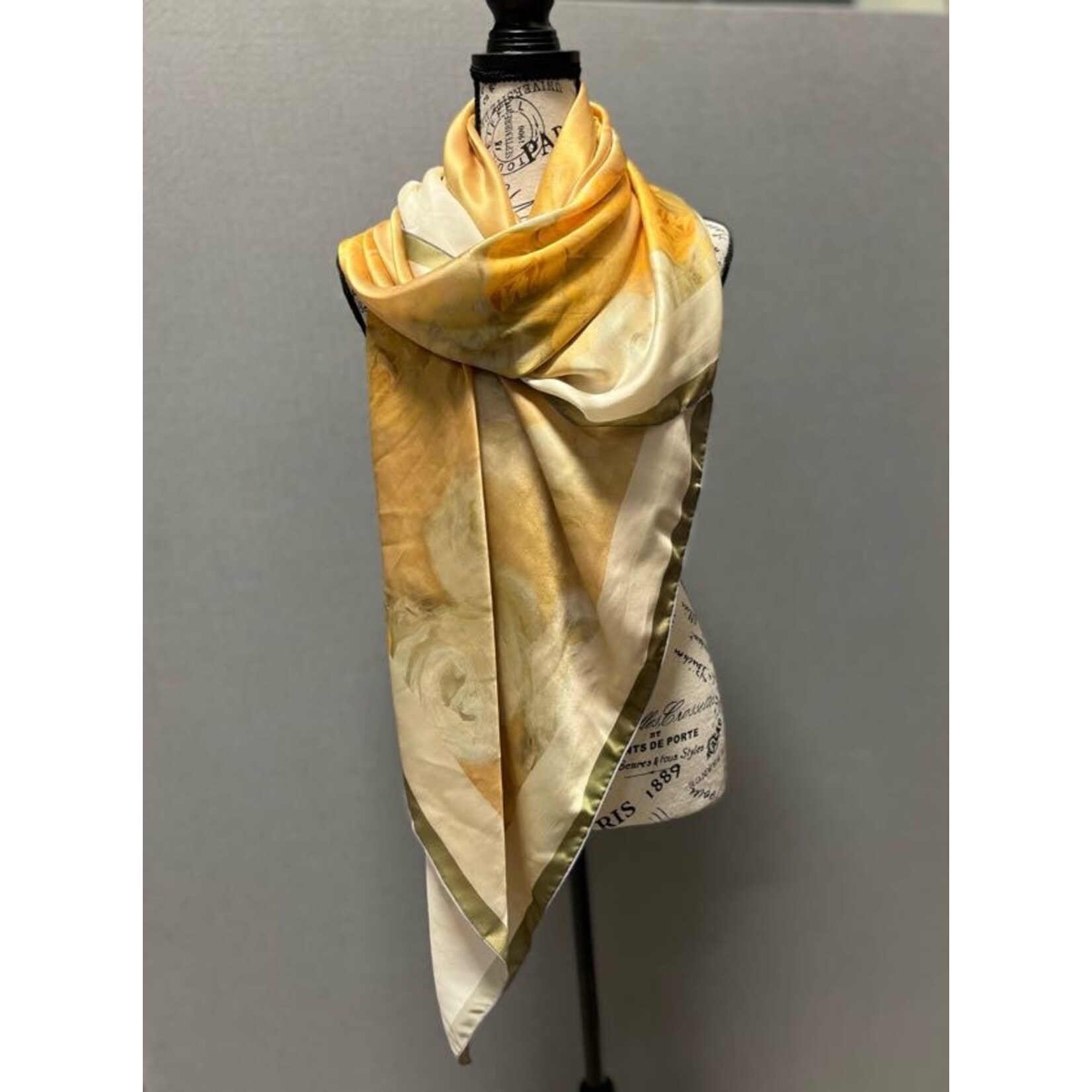 Poetic Pillow Canary Rose & Ivory Silk Scarf