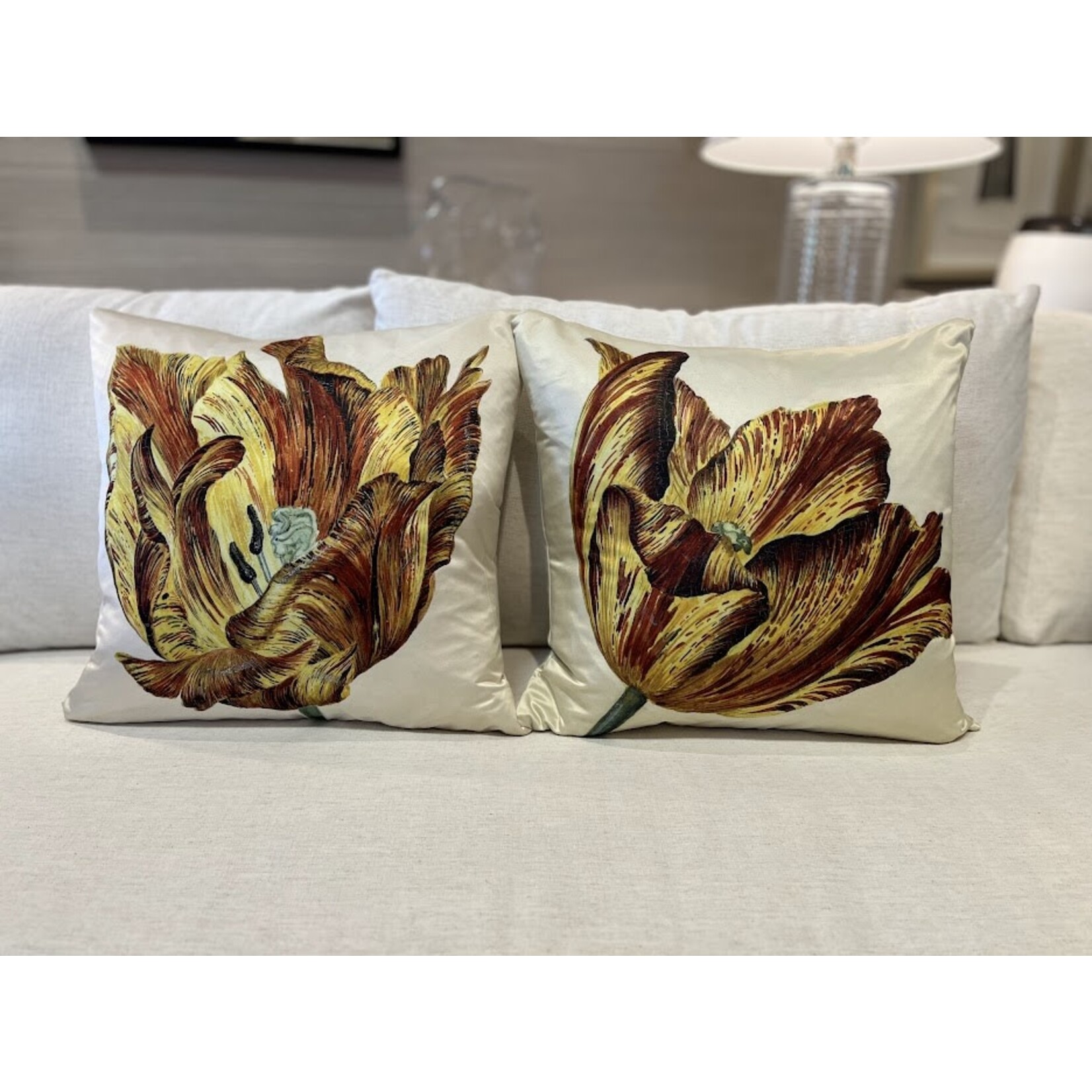 Poetic Pillow Mustard Tulip A Throw Pillow 22x22