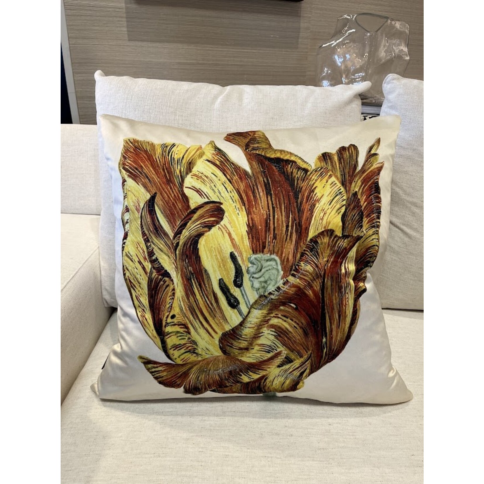 Poetic Pillow Mustard Tulip B Throw Pillow 22x22