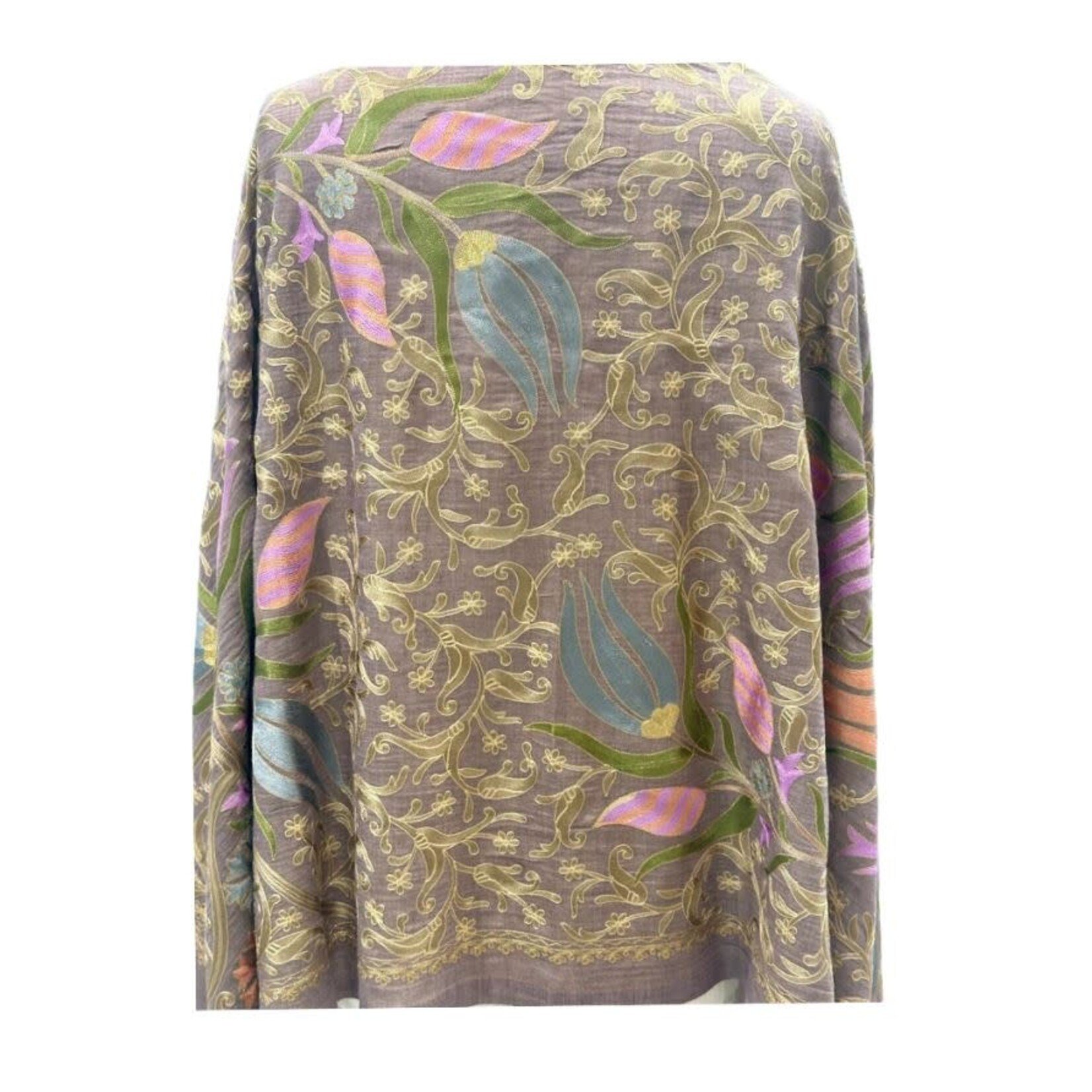 David Jeffery Embroidered Floral Silk & Wool Shawl - Multi-Color