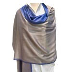 David Jeffery Modal Woven Scarf Reversible Shades of Blue Taupe