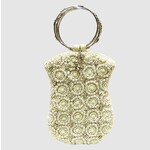 David Jeffery Ivory Beads Clear Stones & Pearls with Ring Handle Handbag